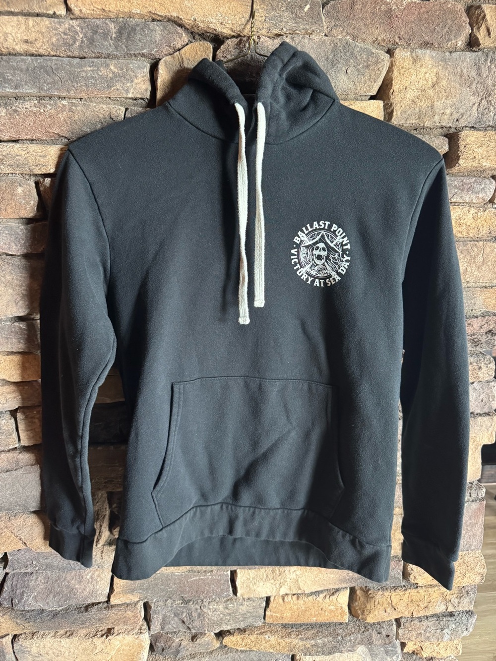 Black Pullover Hoodie - Victory At Sea Skull Logo Ballast Point Brewery
